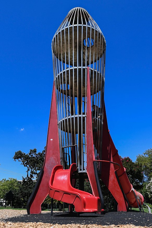 Beacon: the rocket shaped climbing apparatus at Central Gardens - aka Rocket Park - in Hawthorn.