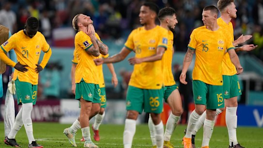 The Socceroos after the 4-1 loss.