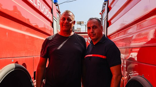Firefighters Michel El-Mour (left) and his colleague want justice.