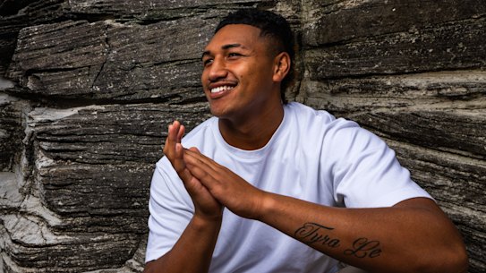 Loko Pasifiki Tonga at Clovelly Beach as he prepares for his NRL debut.