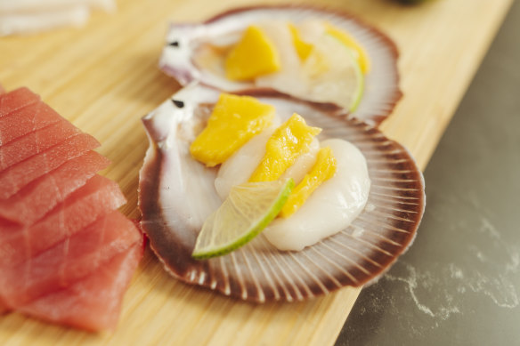 Abrolhos Island scallops with mango and lime, on Luke Bourke’s Christmas menu.