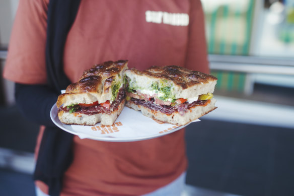 Focaccia sandwiches at Self Raised Snack Shoppe, Bexley North.