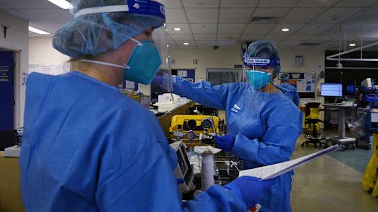 ICU staff treating COVID-19 positive patients in St Vincent’s Hospital.