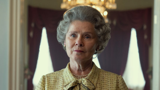 Imelda Staunton as Queen Elizabeth II in the fifth season of The Crown, which will air in 2022.
