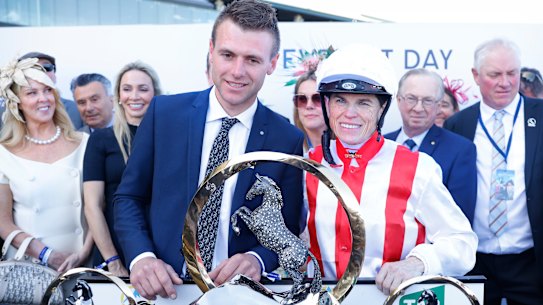 Winning trainer Clayton Douglas and jockey Craig Williams.