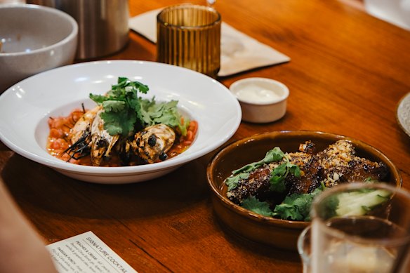 Grilled pranws with a salsa inspired by Balinese sambal matah: an example of the Indonesian influences that chef Laura Koentjoro Harding is introducing to the menu.