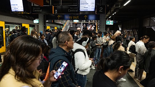 Town Hall train station following a power failure at Strathfield