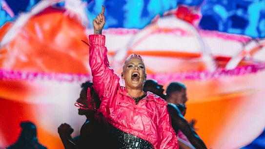 Pink performing in Sydney earlier this month, before she made it to Brisbane.