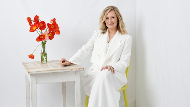 Bianca Spender “Soho” jacket, $745, “Edith” waistcoat, $375, and “Procession” trousers, $465.