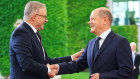 Anthony Albanese meets German Chancellor Olaf Scholz at the chancellery in Berlin.