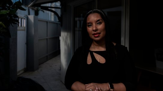 Associate professor Nada Hamad, who has long COVID, at her home.