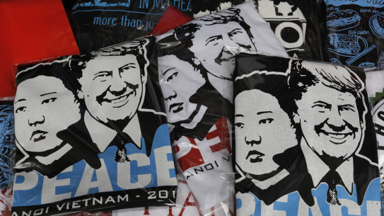 T-shirts with portraits of US President Donald Trump and North Korean leader Kim Jong-un on sale in Hanoi, Vietnam.