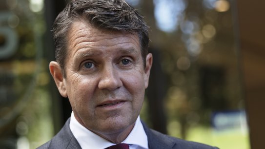 Former NSW Premier Mike Baird after giving evidence at ICAC in Sydney on Wednesday.