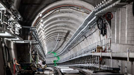 One of the twin tunnels on the Metro City and Southwest rail line.