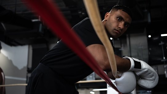 Tevita Pangai Junior at Tony Mundine Gym in Redfern ahead of his fight against Jeremiah Tupai-Ui on Saturday.