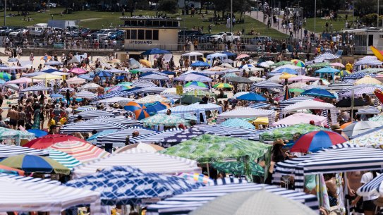 Position, position, position … competing cabanas at Bondi Beach.
