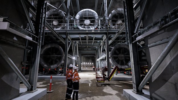 Giant fans will push air through the Rozelle interchange’s tunnels.