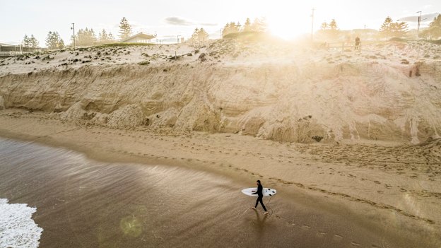 Coastal erosion at Cronulla Beach weeks after storms lashed the coast.