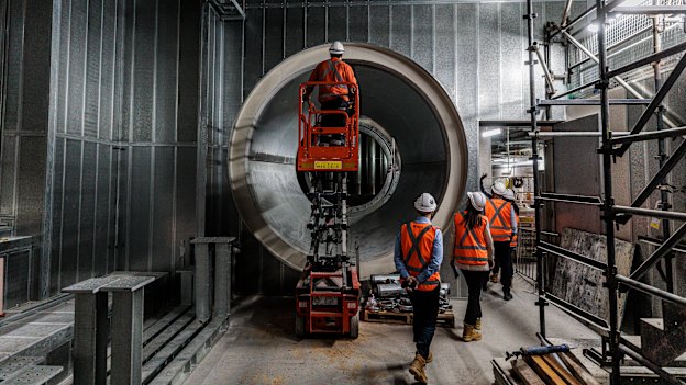 Work underway on the new metro station beneath Martin Place.