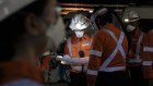 Workers in the Rozelle interchange tunnel.