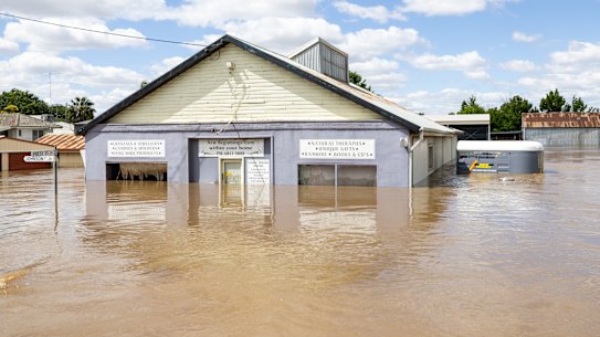 A flood-hit house in the rural NSW town of Forbes in November 2022.