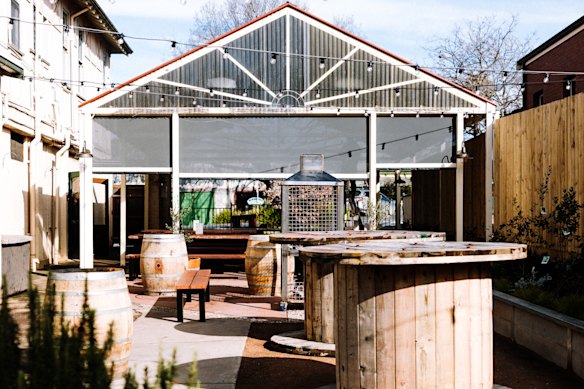 The beer garden has both shade and heaters, plus a stage for local musicians.