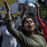 University students demonstrating against the government in Colombo, Sri Lanka.