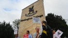 Parents and former Newington College students protest outside the Stanmore campus last year.