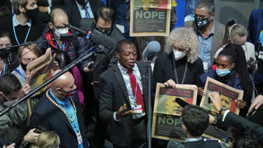 Emmanuel Tachie-Obeng from Ghana speaks to reporters ahead of the Glasgow climate summitâ€™s final day.