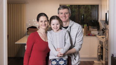 Elspeth Ennion and Mal Walters and their five-year-old daughter Anya at their Randwick townhouse.