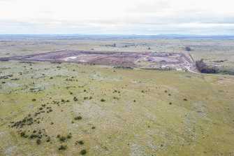 A quarry in the middle of degraded grasslands near Little River.