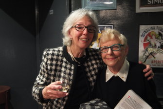 Carol Raye (left) and actor Wendy Blacklock at the launch of David Sale’s book Number 96, Mavis Bramston and Me, in 2013.