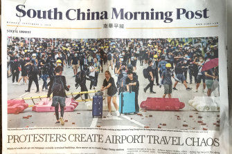 Hong Kong's South China Morning Post used language critical of the protesters in its Monday edition.