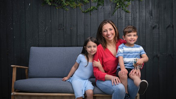 Mia Greves with her children, Georgia and Max.