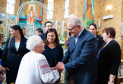 Klara Djachenko, who turns 100 in September, met the Prime Minister at St Andrew’s Ukrainian Church.