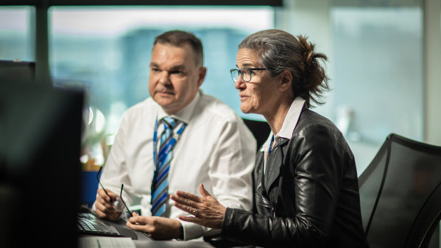 Cyber-cops Detective Sergeant Dion Achtypis and Detective Superintendent Jane Welsh. They tip-toe on the crypto.