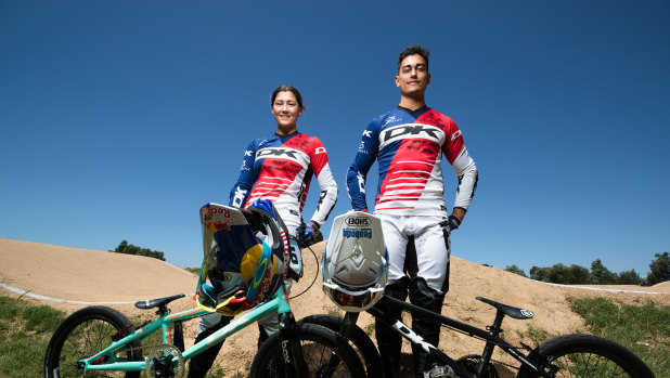 BMX stars Kai and Saya Sakakibara ahead of an event in Sydney last year.
