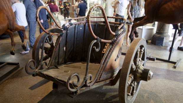A fully functioning replica Roman chariot from the film <em>Gladiator</em>  sold for $65,000 at Russell Crowe's auction at Carriageworks on Saturday night.