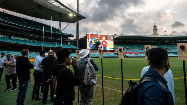 The memorial for Shane Warne was screened at the SCG on Wednesday night.