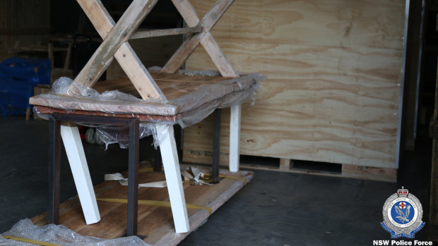 Wooden furniture used to conceal the drug shipment.