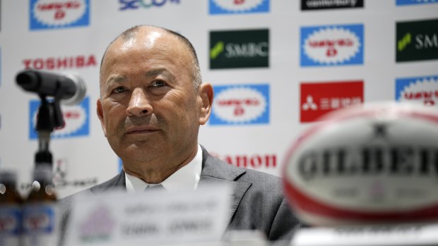 Eddie Jones fronts the media in Tokyo on Thursday night after being announced as the new Japan coach.