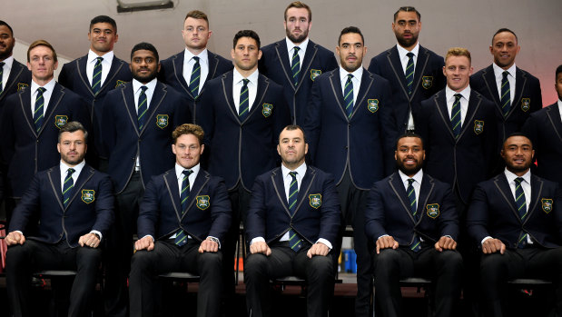 Cheika with the Wallabies 31-man squad on Friday.