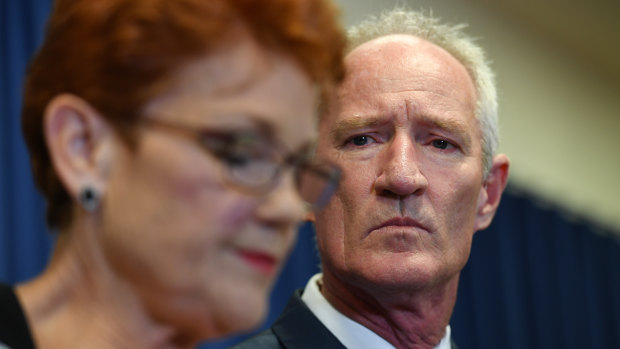 Steve Dickson (right) of One Nation with Pauline Hanson in March.