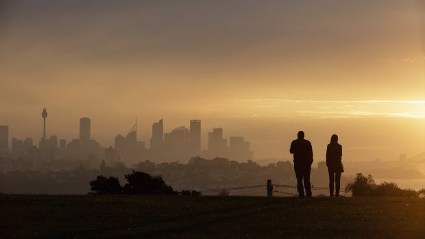 Heavy smoke haze over Sydney from Dover Heights.