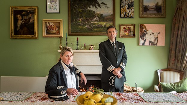 Tracey and Richard Haynes at home near Daylesford. Both 
were laid off by Virgin Australia. 