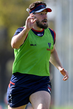 Melbourne Rebels player Nathan Charles is seen during training.
