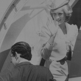 Prince Charles and Princess Diana depart Canberra.  March 25, 1983. 