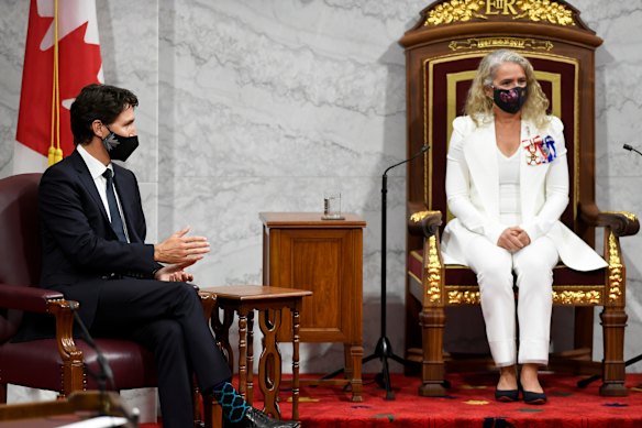 Canadian Prime Minister Justin Trudeau waits for Governor-General Julie Payette to deliver the throne speech on Wednesday.