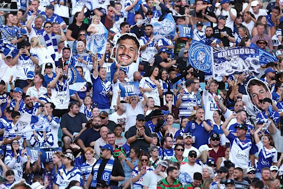 The huge crowd at Accor Stadium for the Good Friday clash between Canterbury and South Sydney.