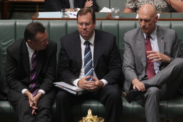 Peter Garrett (right) in the Parliament.